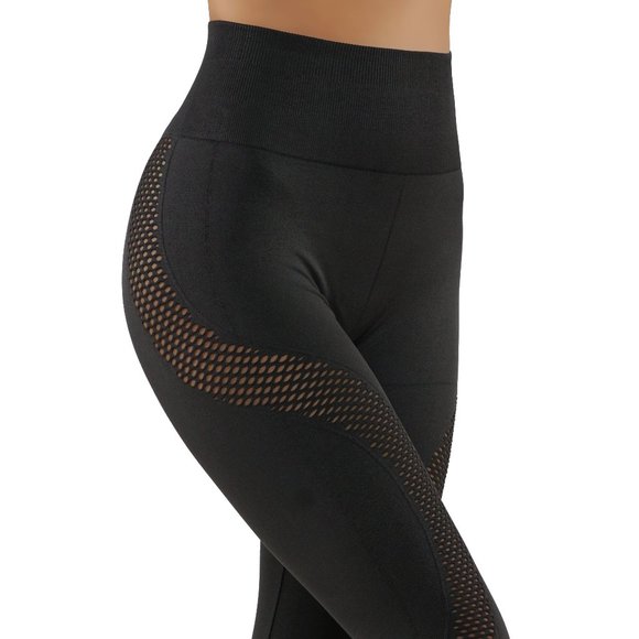 Grey yoga leggings workout pants sexy mesh - Picture 4 of 5